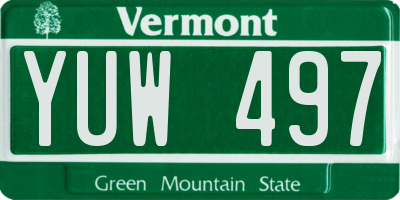 VT license plate YUW497