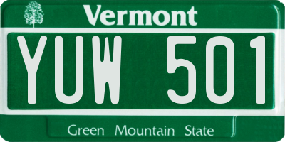 VT license plate YUW501