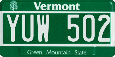 VT license plate YUW502