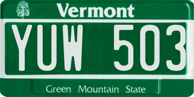 VT license plate YUW503