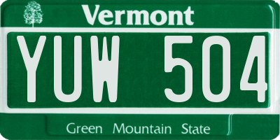 VT license plate YUW504