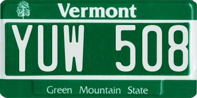 VT license plate YUW508