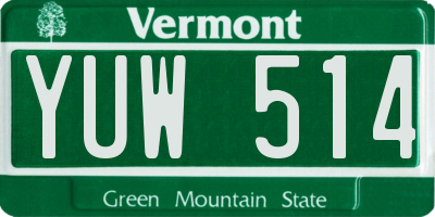 VT license plate YUW514