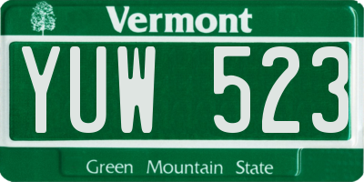 VT license plate YUW523
