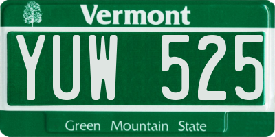 VT license plate YUW525