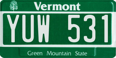 VT license plate YUW531