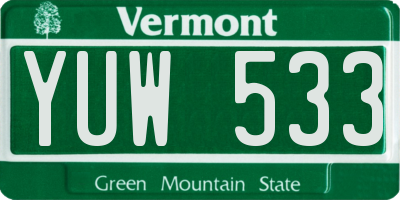 VT license plate YUW533
