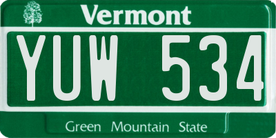 VT license plate YUW534