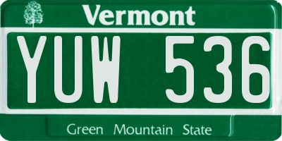 VT license plate YUW536