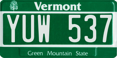 VT license plate YUW537