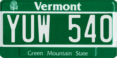 VT license plate YUW540
