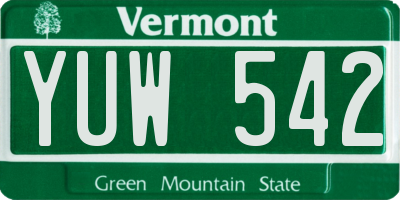 VT license plate YUW542
