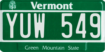 VT license plate YUW549