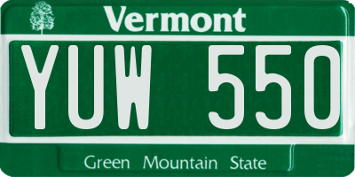 VT license plate YUW550