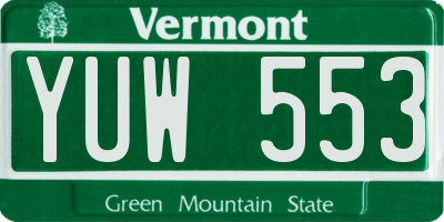 VT license plate YUW553