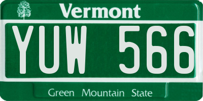 VT license plate YUW566