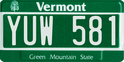 VT license plate YUW581