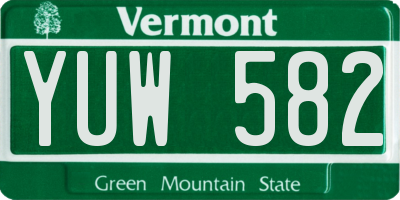 VT license plate YUW582