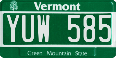 VT license plate YUW585