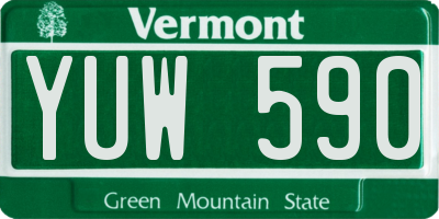 VT license plate YUW590