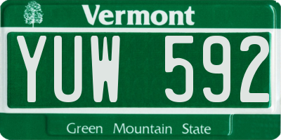 VT license plate YUW592