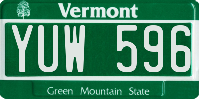 VT license plate YUW596