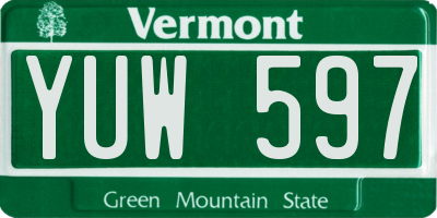 VT license plate YUW597