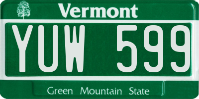 VT license plate YUW599