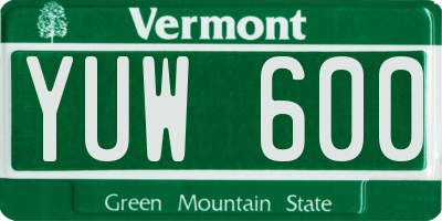 VT license plate YUW600