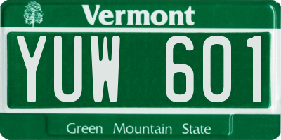 VT license plate YUW601
