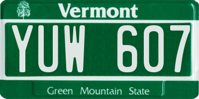 VT license plate YUW607