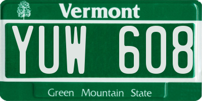 VT license plate YUW608