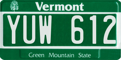 VT license plate YUW612