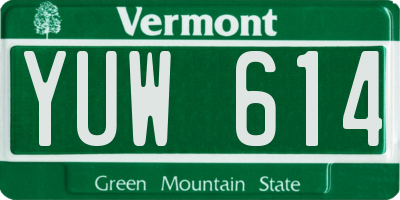 VT license plate YUW614