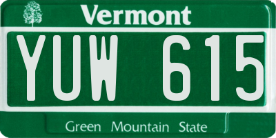 VT license plate YUW615