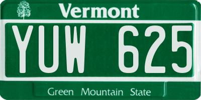 VT license plate YUW625