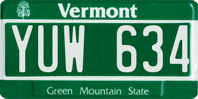VT license plate YUW634