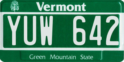 VT license plate YUW642