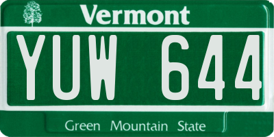 VT license plate YUW644