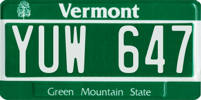 VT license plate YUW647