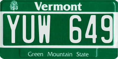 VT license plate YUW649