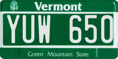 VT license plate YUW650