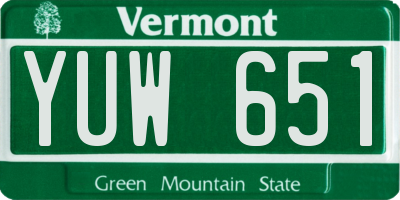 VT license plate YUW651