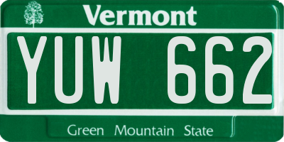 VT license plate YUW662