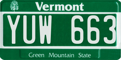 VT license plate YUW663