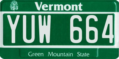 VT license plate YUW664
