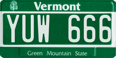 VT license plate YUW666