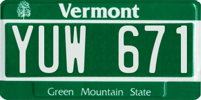 VT license plate YUW671
