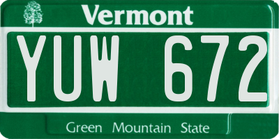 VT license plate YUW672