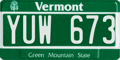 VT license plate YUW673